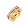 Women's 925 Sterling Silver Flashing Rose Ruby Row Diamond Ring – Elegant & Sparkling Design