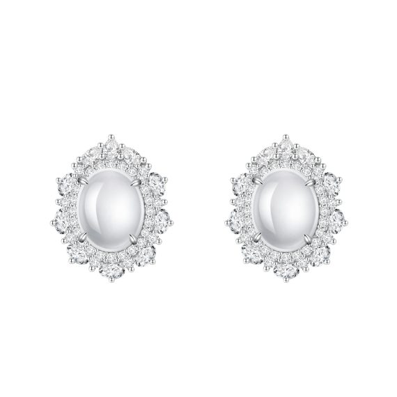 Women's 925 Sterling Silver White Chalcedony Drop Earrings – Elegant & Timeless Design